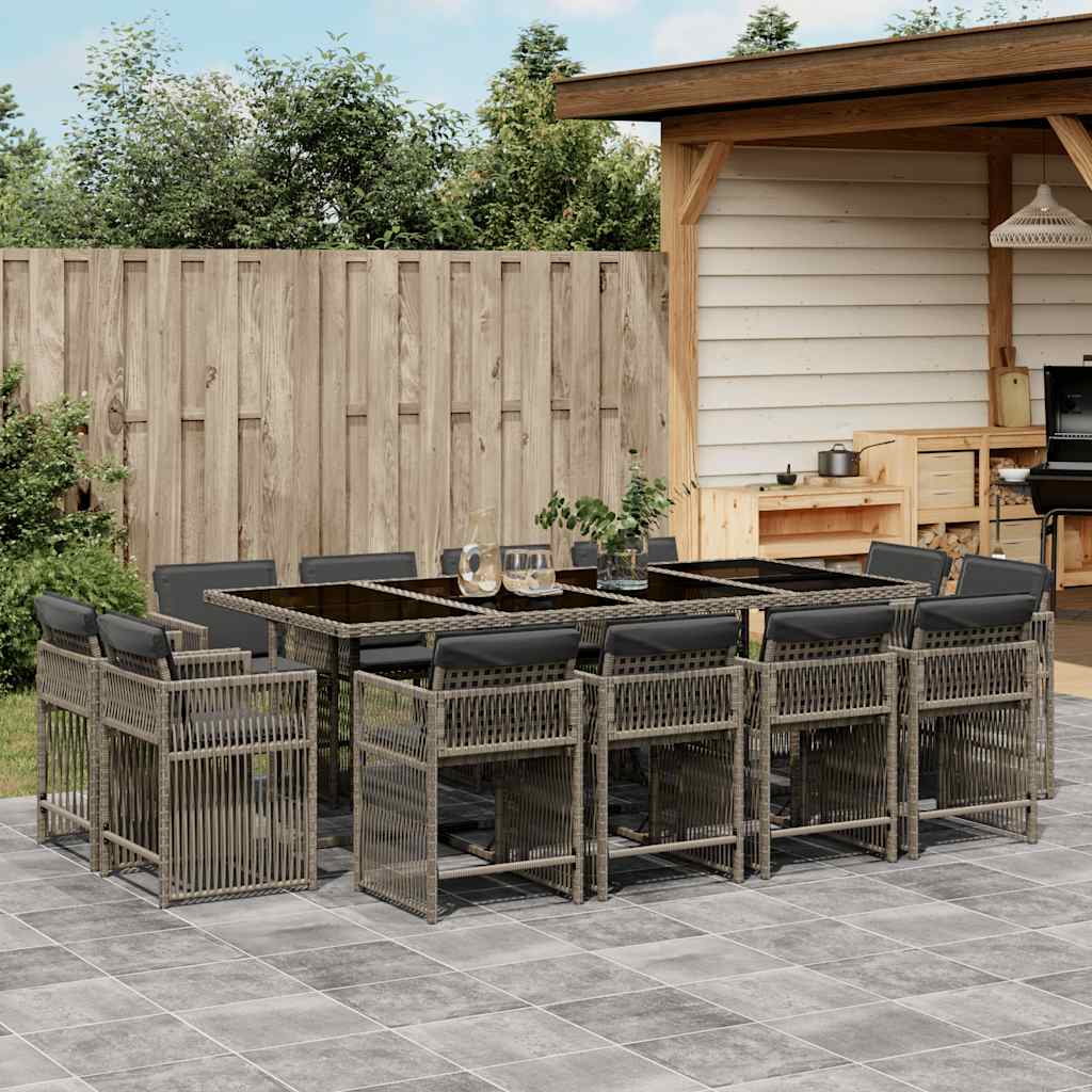 Set Comedor De Jardín 17 Pzas Y Cojines Ratán Sintético