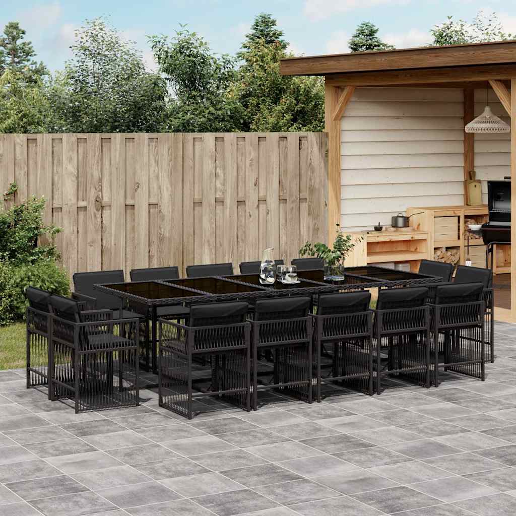 Set Comedor De Jardín 17 Pzas Y Cojines Ratán Sintético