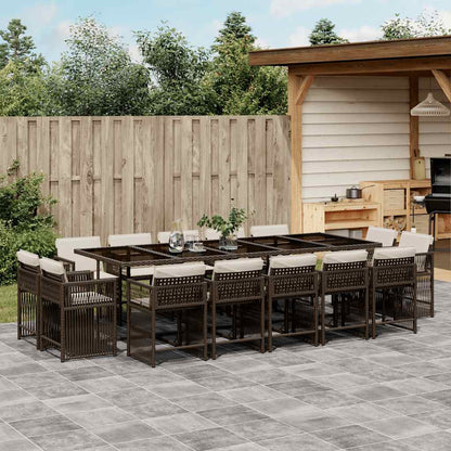 Set Comedor De Jardín 17 Pzas Y Cojines Ratán Sintético