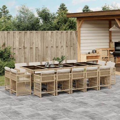 Set Comedor De Jardín 17 Pzas Y Cojines Ratán Sintético