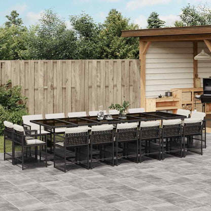 Set Comedor De Jardín 17 Pzas Y Cojines Ratán Sintético