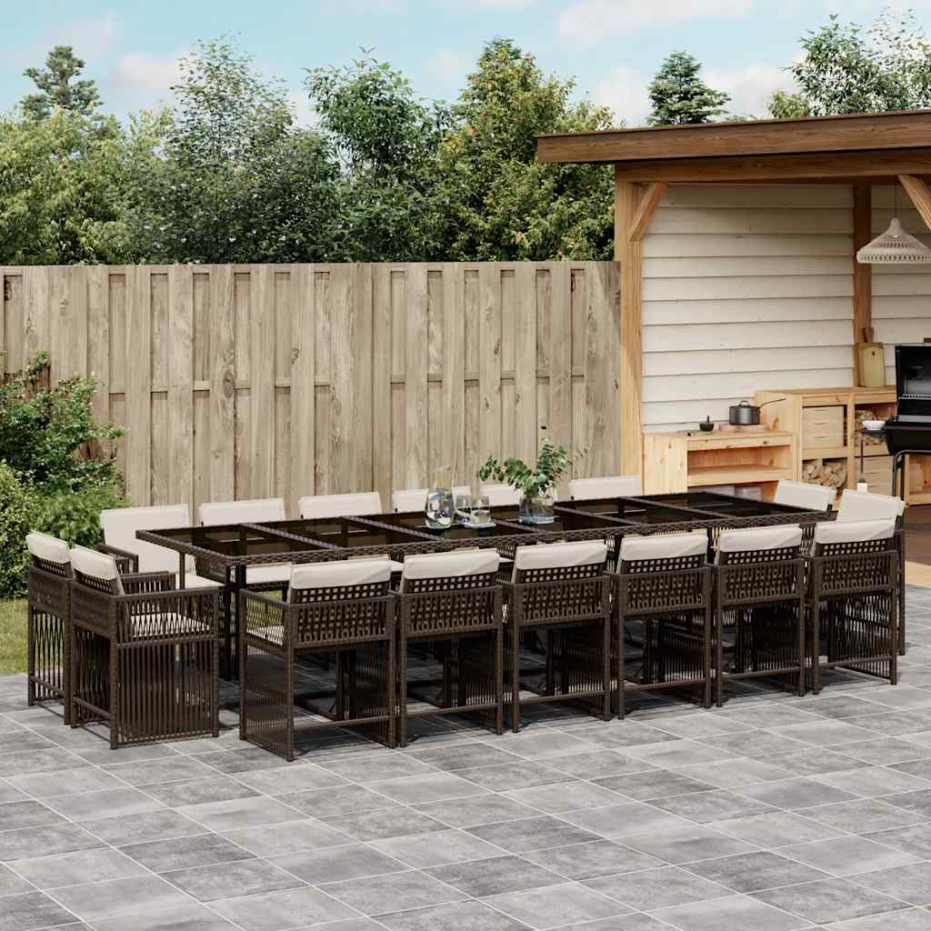 Set Comedor De Jardín 17 Pzas Y Cojines Ratán Sintético