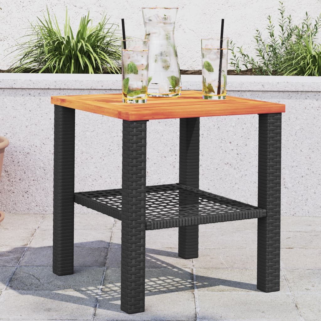 Mesa De Jardín Ratán Sintético Madera Acacia Beige