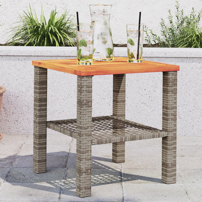 Mesa De Jardín Ratán Sintético Madera Acacia Beige