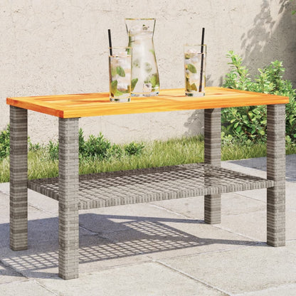 Mesa De Jardín Ratán Sintético Madera Acacia Beige