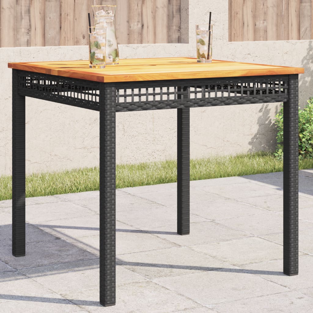 Mesa De Jardín Ratán Sintético Madera Acacia Beige