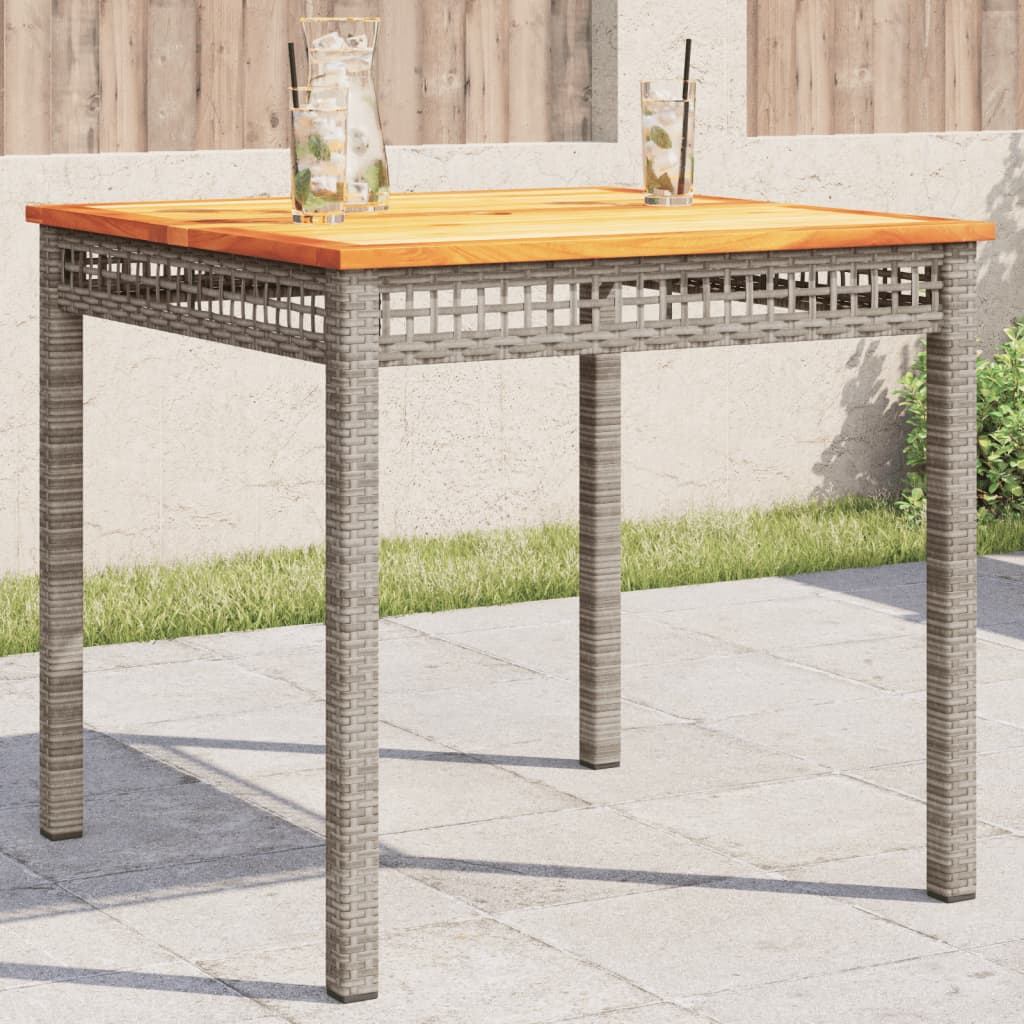Mesa De Jardín Ratán Sintético Madera Acacia Beige