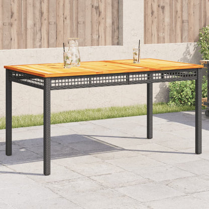 Mesa De Jardín Ratán Sintético Madera Acacia Beige