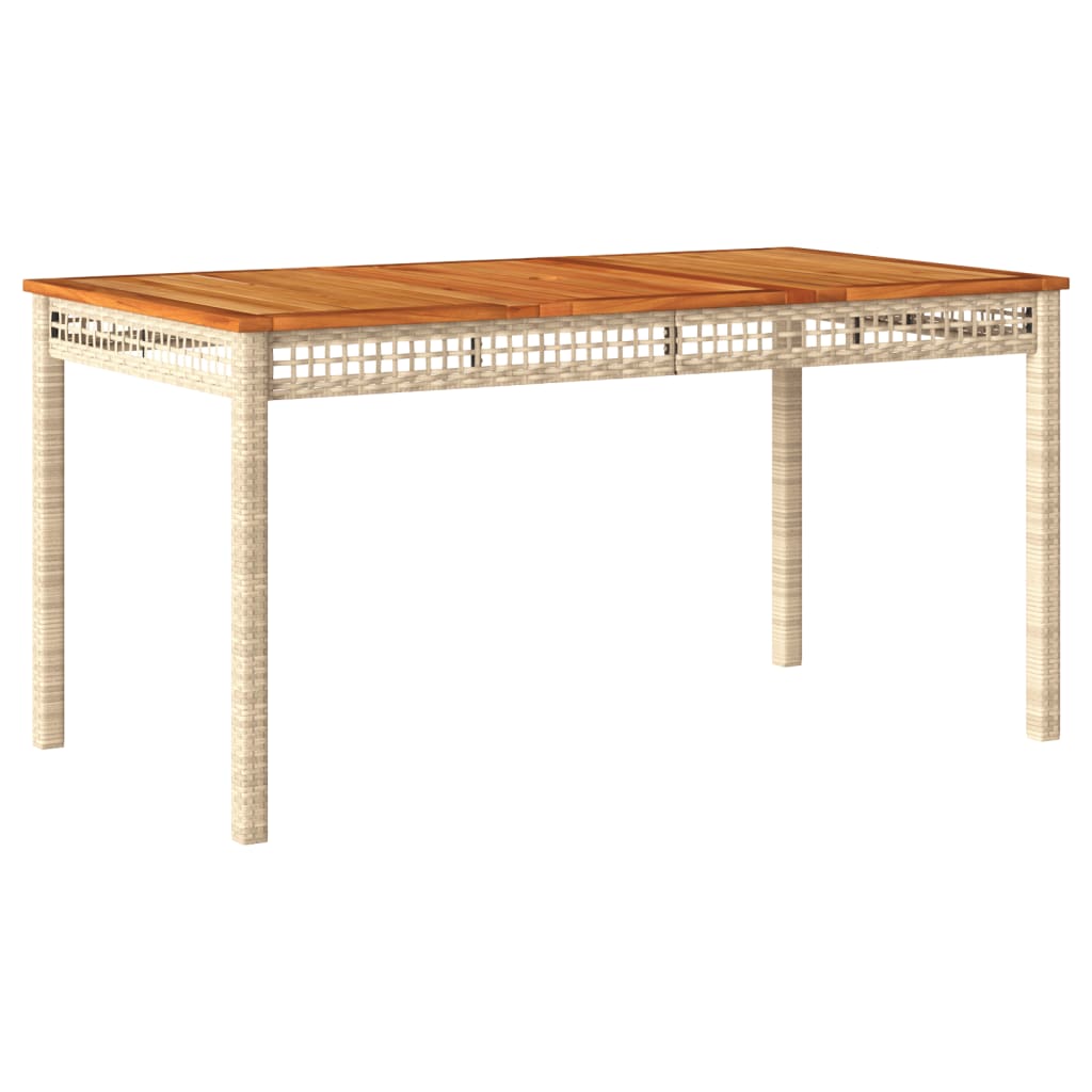 Mesa De Jardín Ratán Sintético Madera Acacia Beige