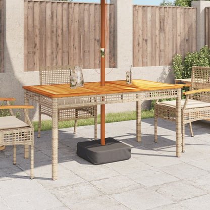 Mesa De Jardín Ratán Sintético Madera Acacia Beige
