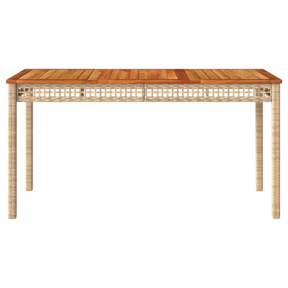 Mesa De Jardín Ratán Sintético Madera Acacia Beige