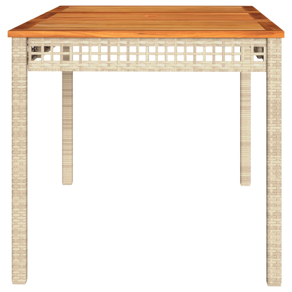 Mesa De Jardín Ratán Sintético Madera Acacia Beige