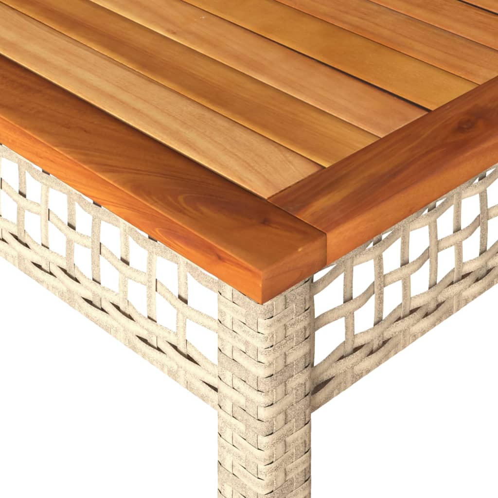 Mesa De Jardín Ratán Sintético Madera Acacia Beige