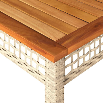 Mesa De Jardín Ratán Sintético Madera Acacia Beige