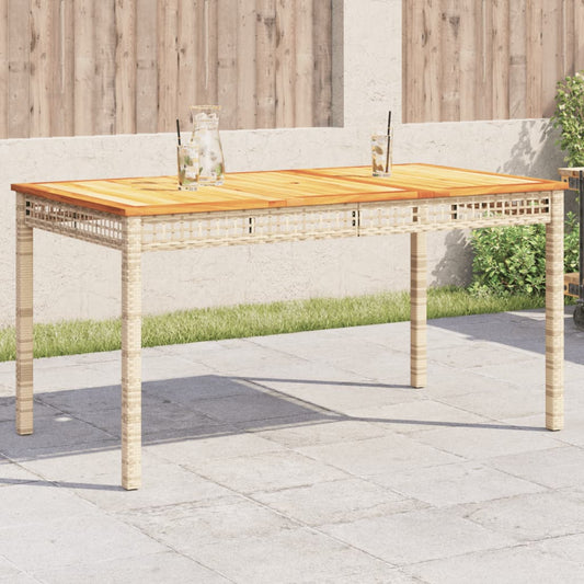 Mesa De Jardín Ratán Sintético Madera Acacia Beige