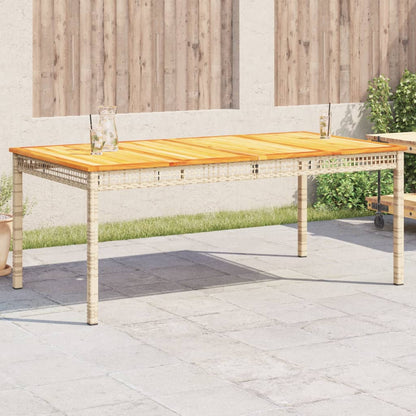 Mesa De Jardín Ratán Sintético Madera Acacia Beige