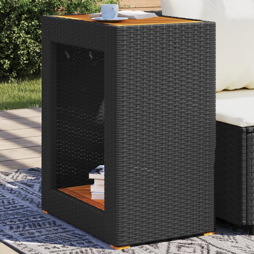 Mesa Auxiliar Jardín Tapa Madera Ratán Pe
