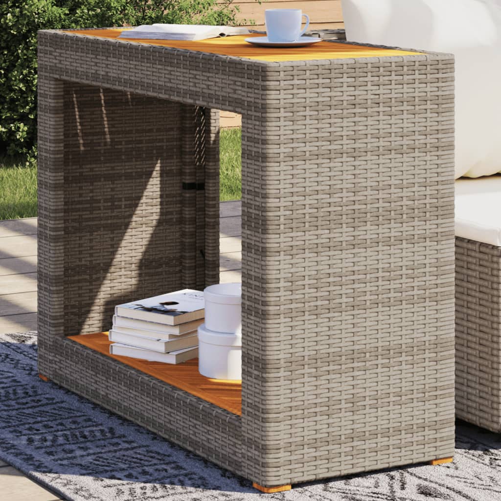Mesa Auxiliar Jardín Tapa Madera Ratán Pe