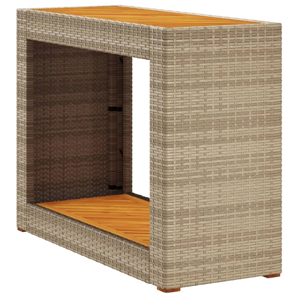 Mesa Auxiliar Jardín Tapa Madera Ratán Pe