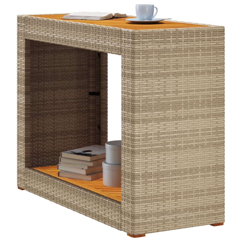 Mesa Auxiliar Jardín Tapa Madera Ratán Pe