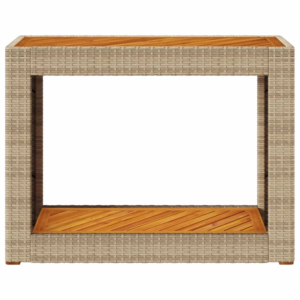 Mesa Auxiliar Jardín Tapa Madera Ratán Pe