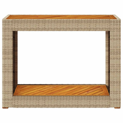 Mesa Auxiliar Jardín Tapa Madera Ratán Pe