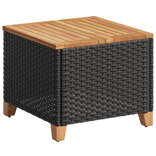 Mesa De Jardín Ratán Sintético Madera Acacia 45X45X37 Cm