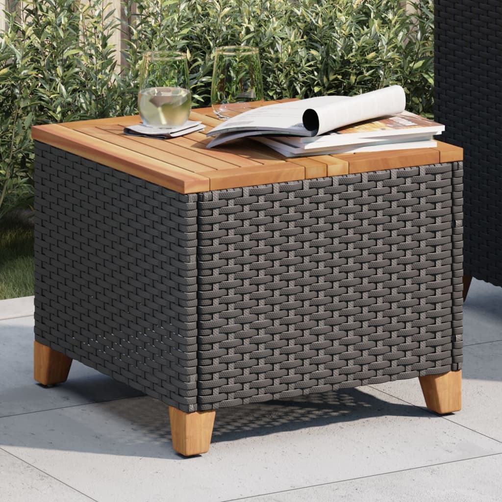 Mesa De Jardín Ratán Sintético Madera Acacia 45X45X37 Cm