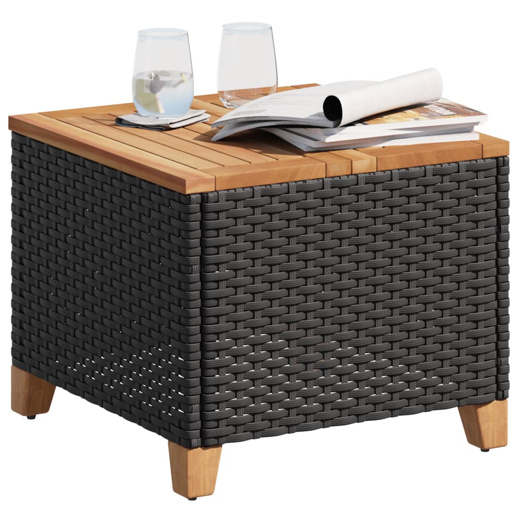 Mesa De Jardín Ratán Sintético Madera Acacia 45X45X37 Cm