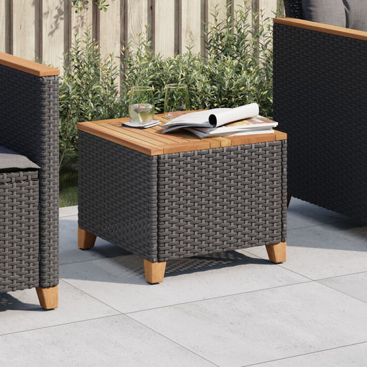 Mesa De Jardín Ratán Sintético Madera Acacia 45X45X37 Cm