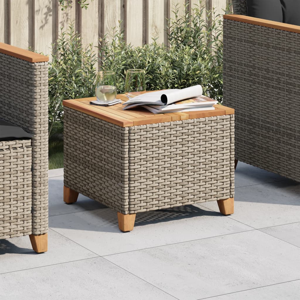Mesa De Jardín Ratán Sintético Madera Acacia 45X45X37 Cm