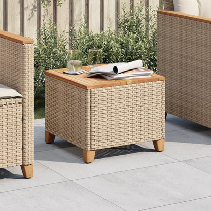Mesa De Jardín Ratán Sintético Madera Acacia 45X45X37 Cm
