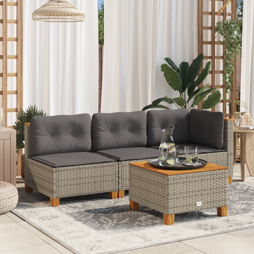 Mesa De Jardín Ratán Sintético Madera Acacia 55X55X36 Cm