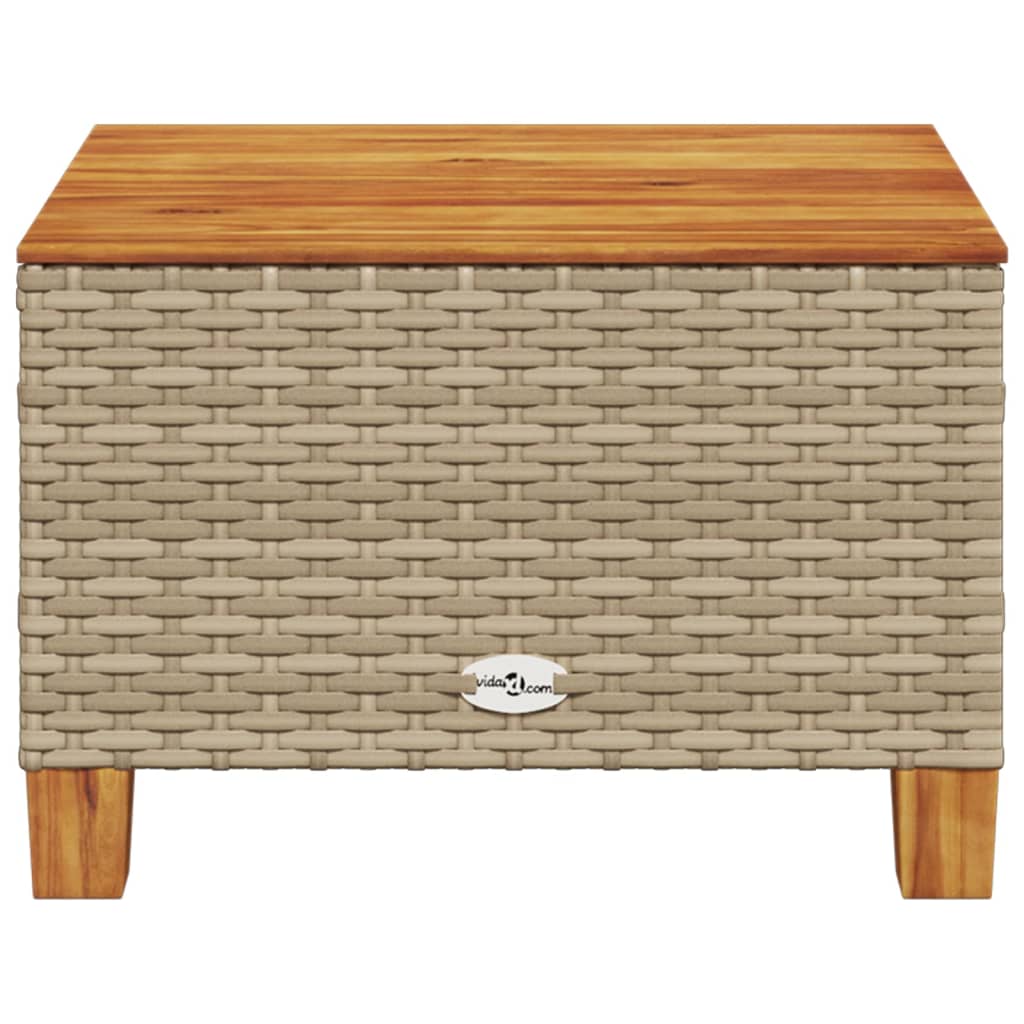 Mesa De Jardín Ratán Sintético Madera Acacia 55X55X36 Cm