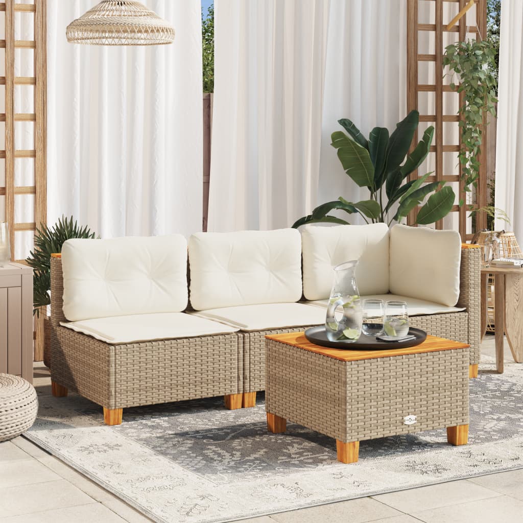 Mesa De Jardín Ratán Sintético Madera Acacia 55X55X36 Cm