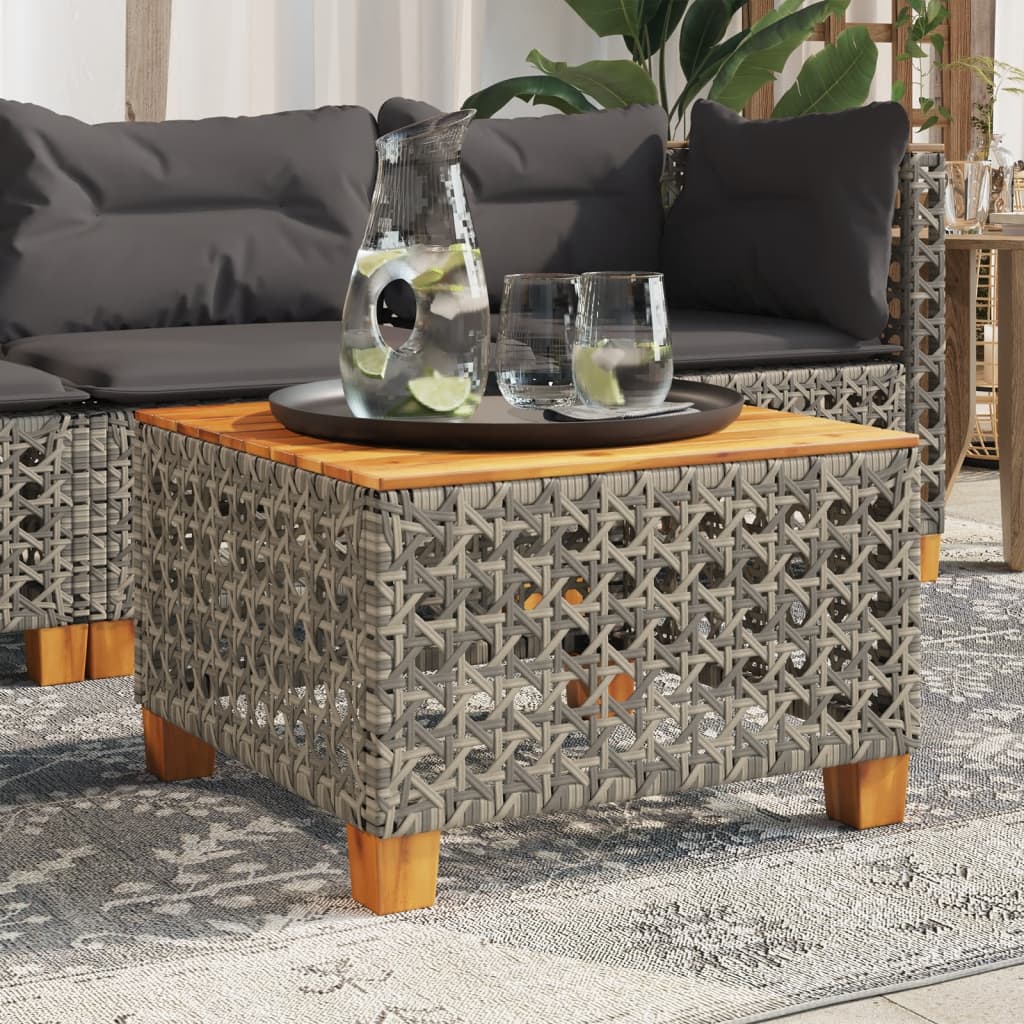 Mesa De Jardín Ratán Sintético Madera Acacia 55X55X36 Cm