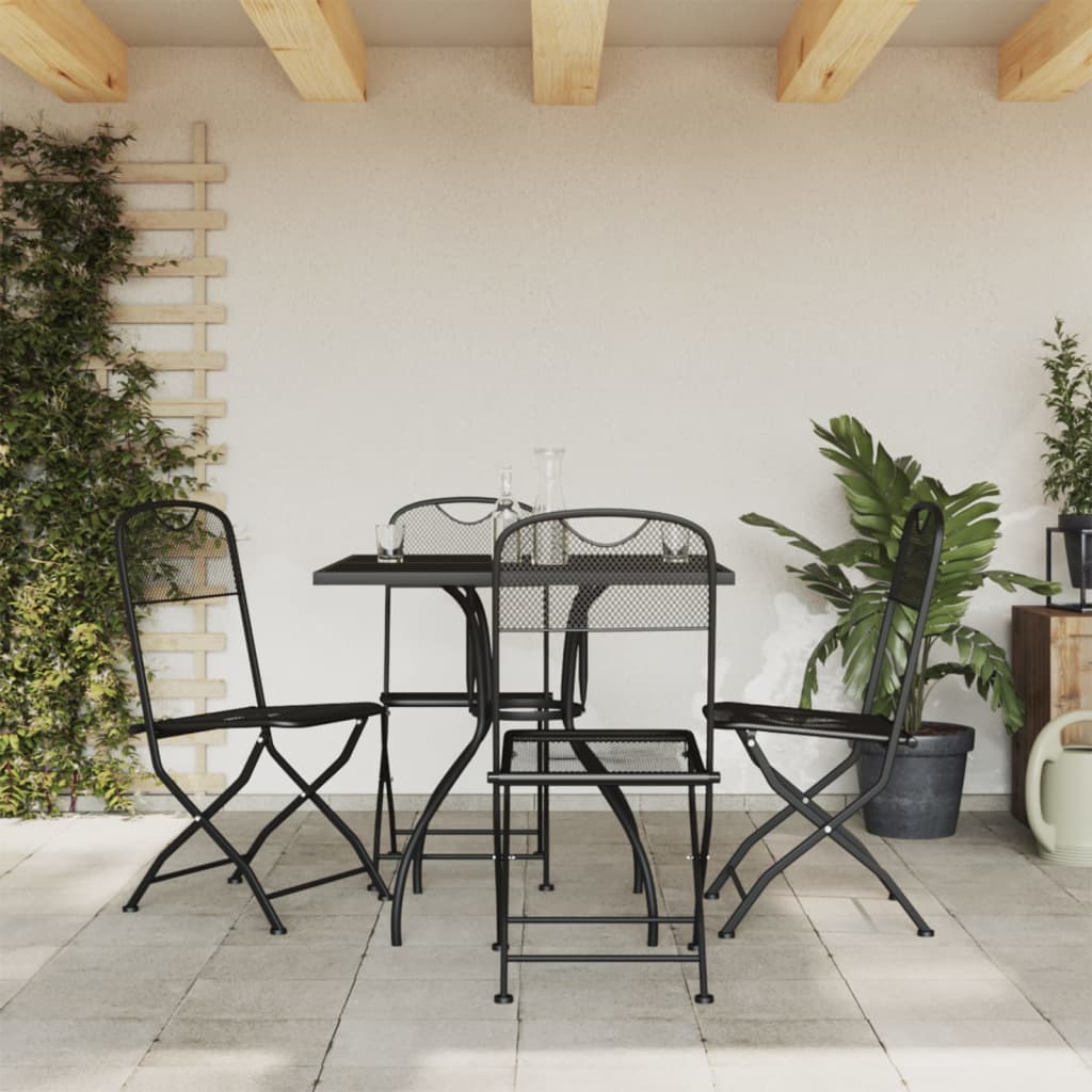 Juego De Comedor De Jardín 5 Pzas Malla Metálica Gris Antracita