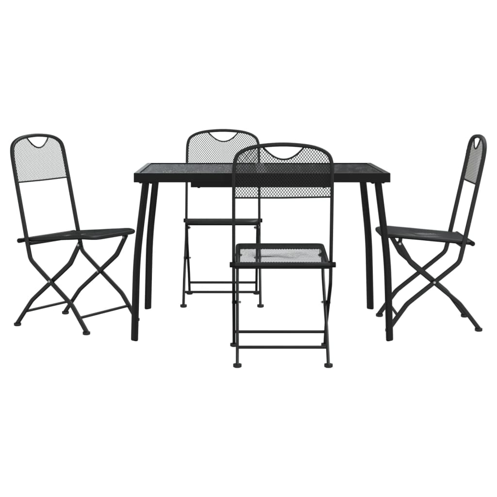 Juego De Comedor De Jardín 5 Pzas Malla Metálica Gris Antracita