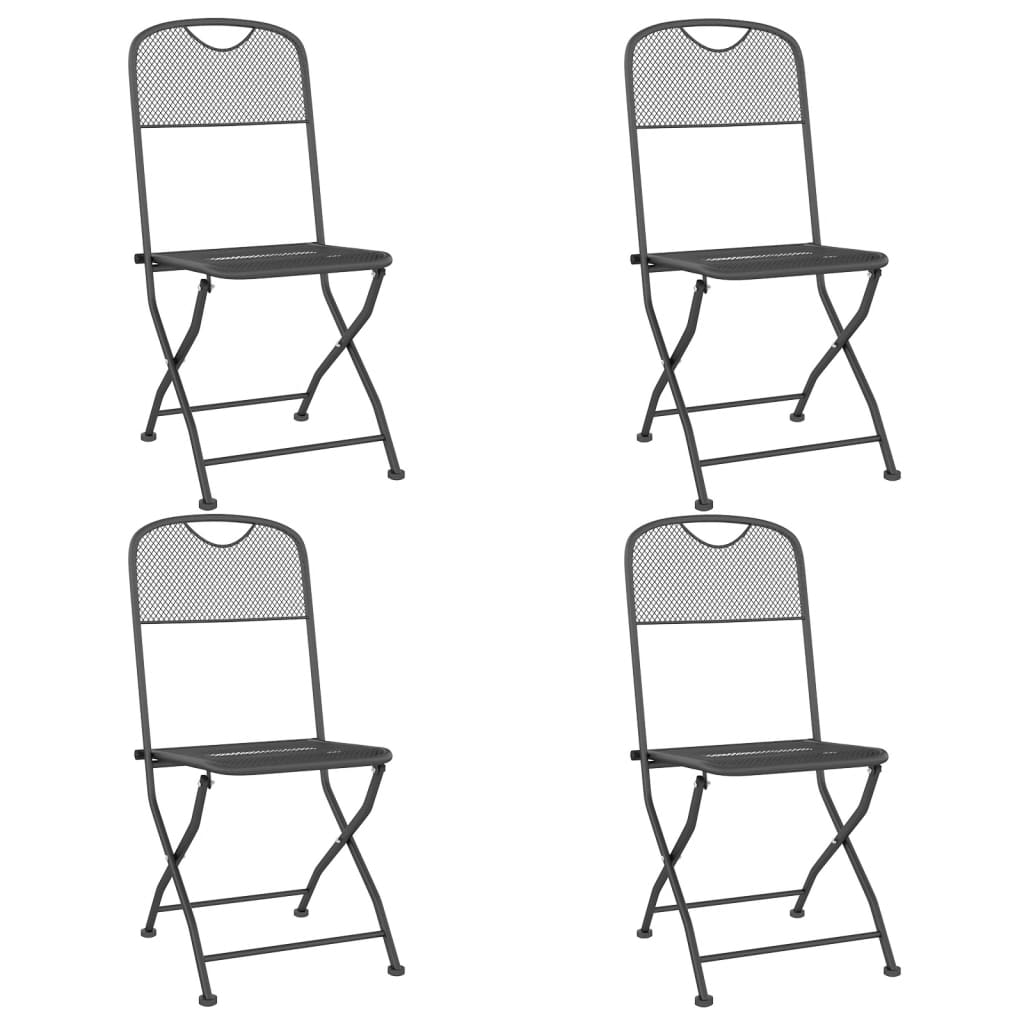 Juego De Comedor De Jardín 5 Pzas Malla Metálica Gris Antracita