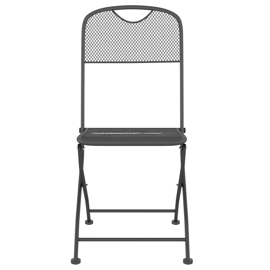 Juego De Comedor De Jardín 5 Pzas Malla Metálica Gris Antracita