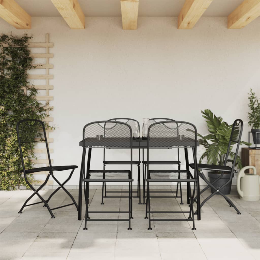 Juego De Comedor De Jardín 5 Pzas Malla Metálica Gris Antracita