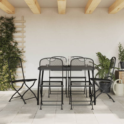 Juego De Comedor De Jardín 5 Pzas Malla Metálica Gris Antracita