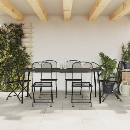 Juego De Comedor De Jardín 5 Pzas Malla Metálica Gris Antracita