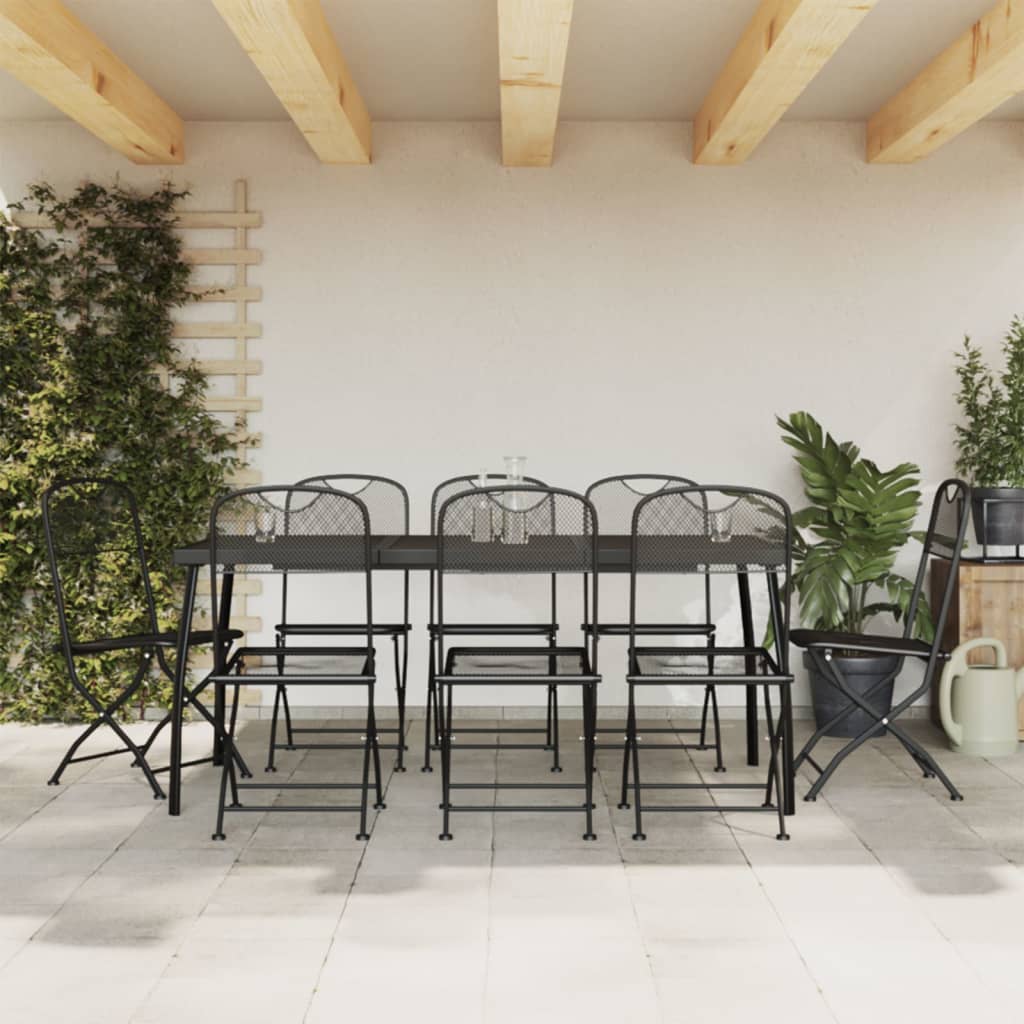 Juego De Comedor De Jardín 5 Pzas Malla Metálica Gris Antracita