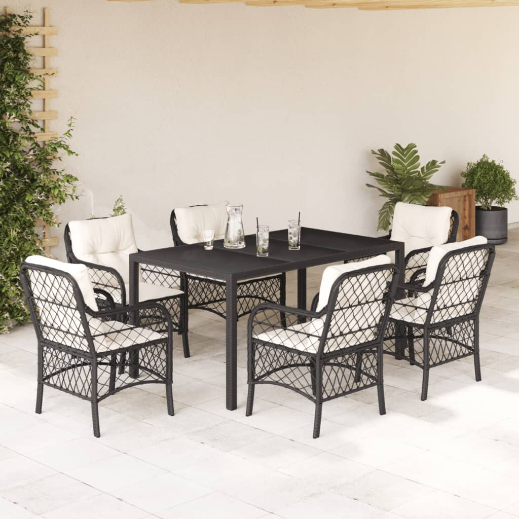 Set Comedor De Jardín 5 Piezas Con Cojines Ratán Sintético