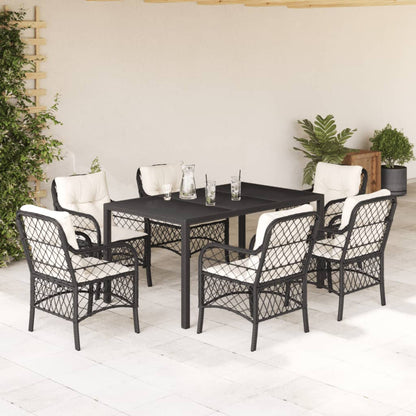 Set Comedor De Jardín 5 Piezas Con Cojines Ratán Sintético