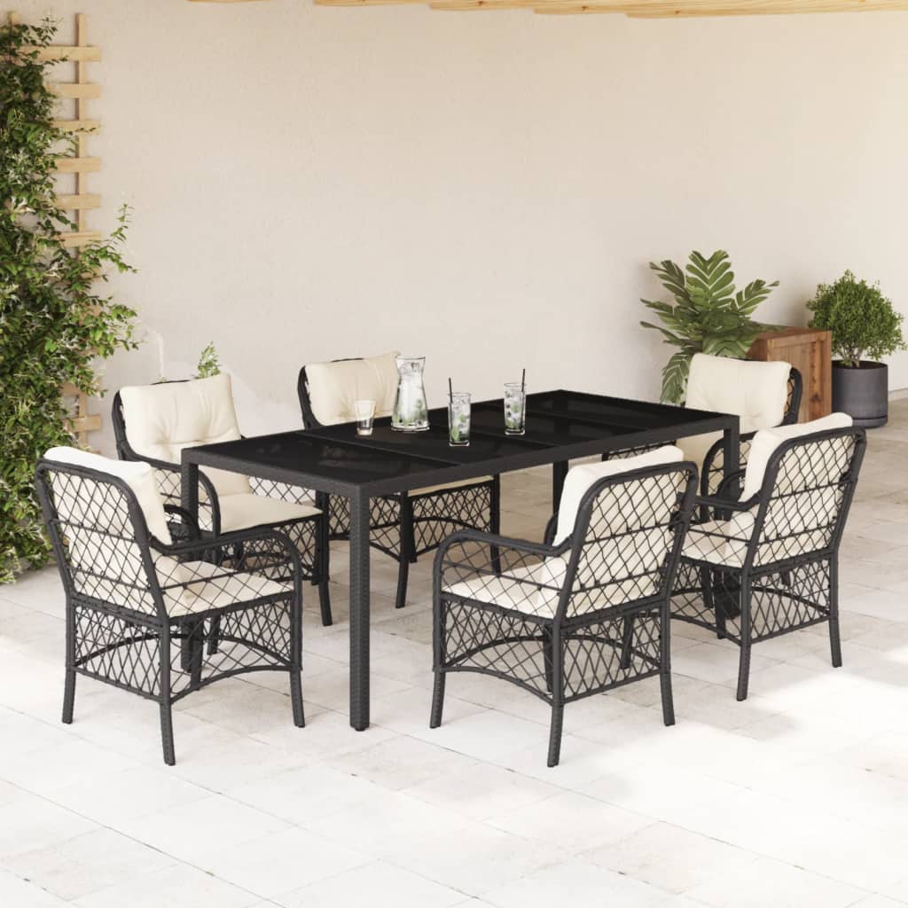 Set Comedor De Jardín 5 Piezas Con Cojines Ratán Sintético