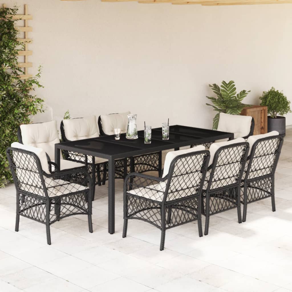 Set Comedor De Jardín 5 Piezas Con Cojines Ratán Sintético