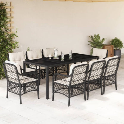 Set Comedor De Jardín 5 Piezas Con Cojines Ratán Sintético