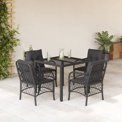 Set Comedor De Jardín 5 Piezas Con Cojines Ratán Sintético